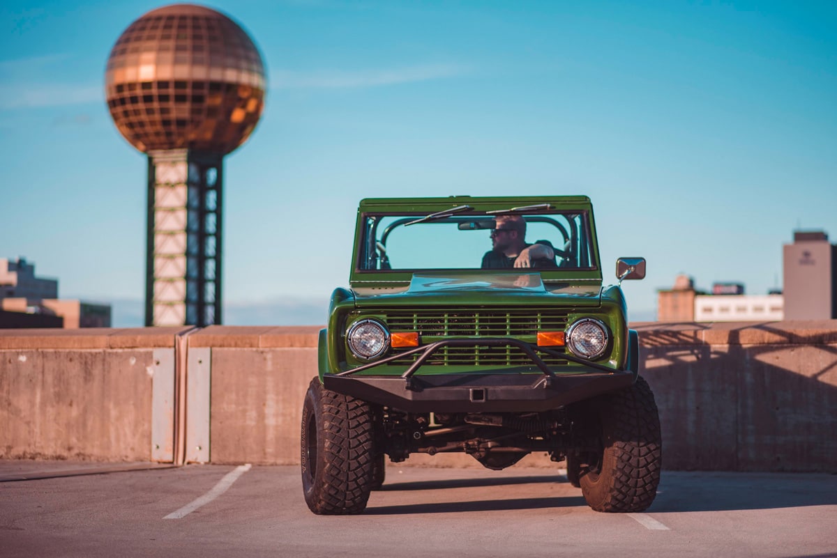 Vintage Ford Bronco In Front Of sunsphere in Knoxville